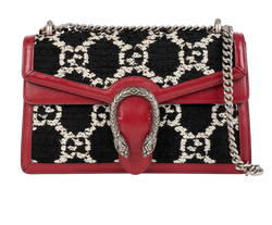 Small Dionysus Tweed, Leather/Fabric, Red/Blk, 520981, DB, 2*